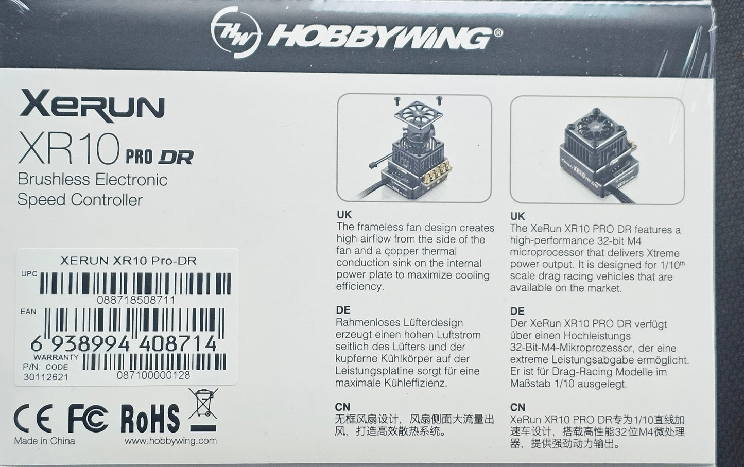 New Hobbywing XeRun XR10 DRX Drag Racing ESC 30112621