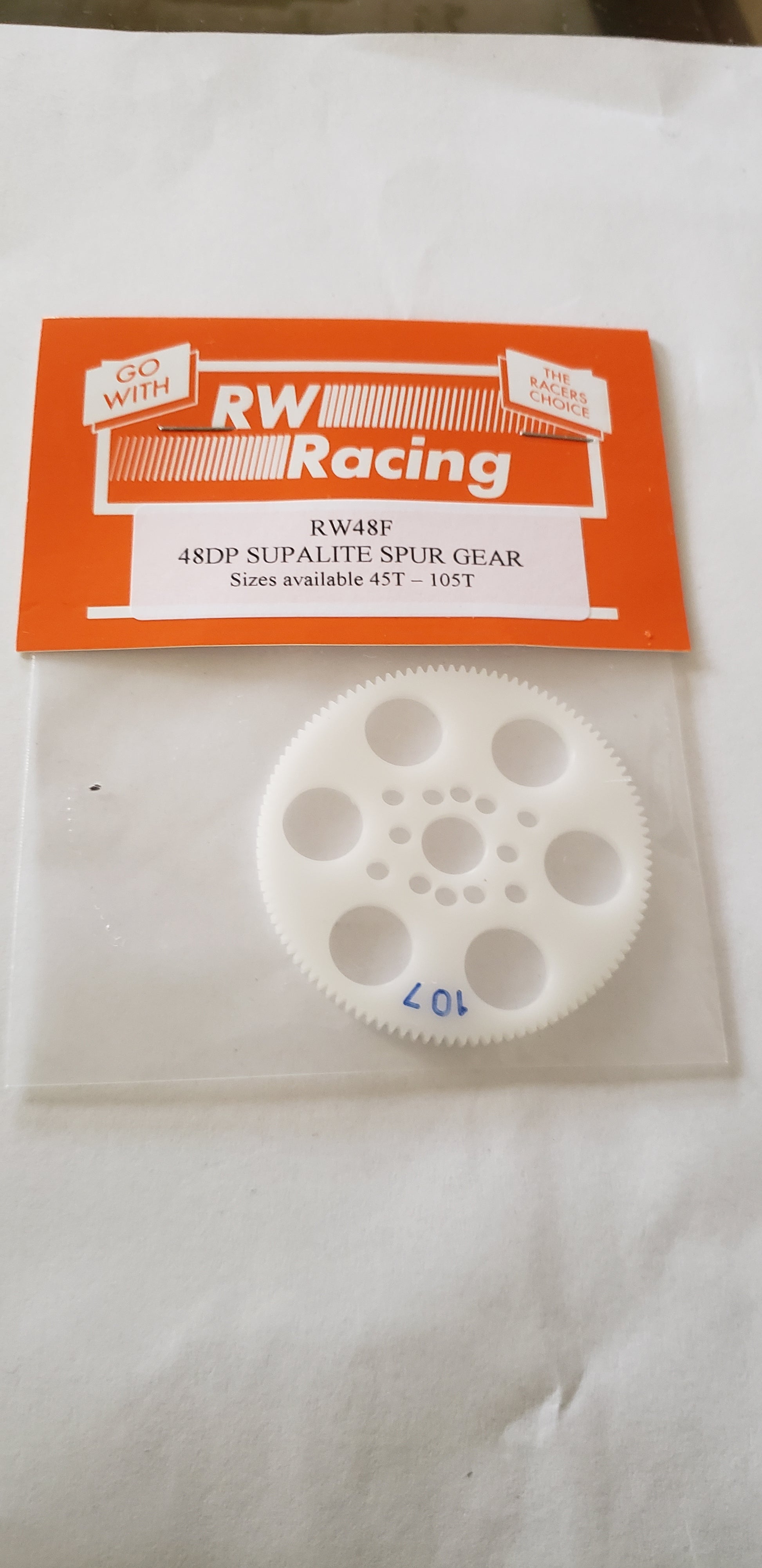 RW Racing Spur Gear 107 tooth 48 pitch for RC Drag Racing - HmsProOutletParts RC Hobbies