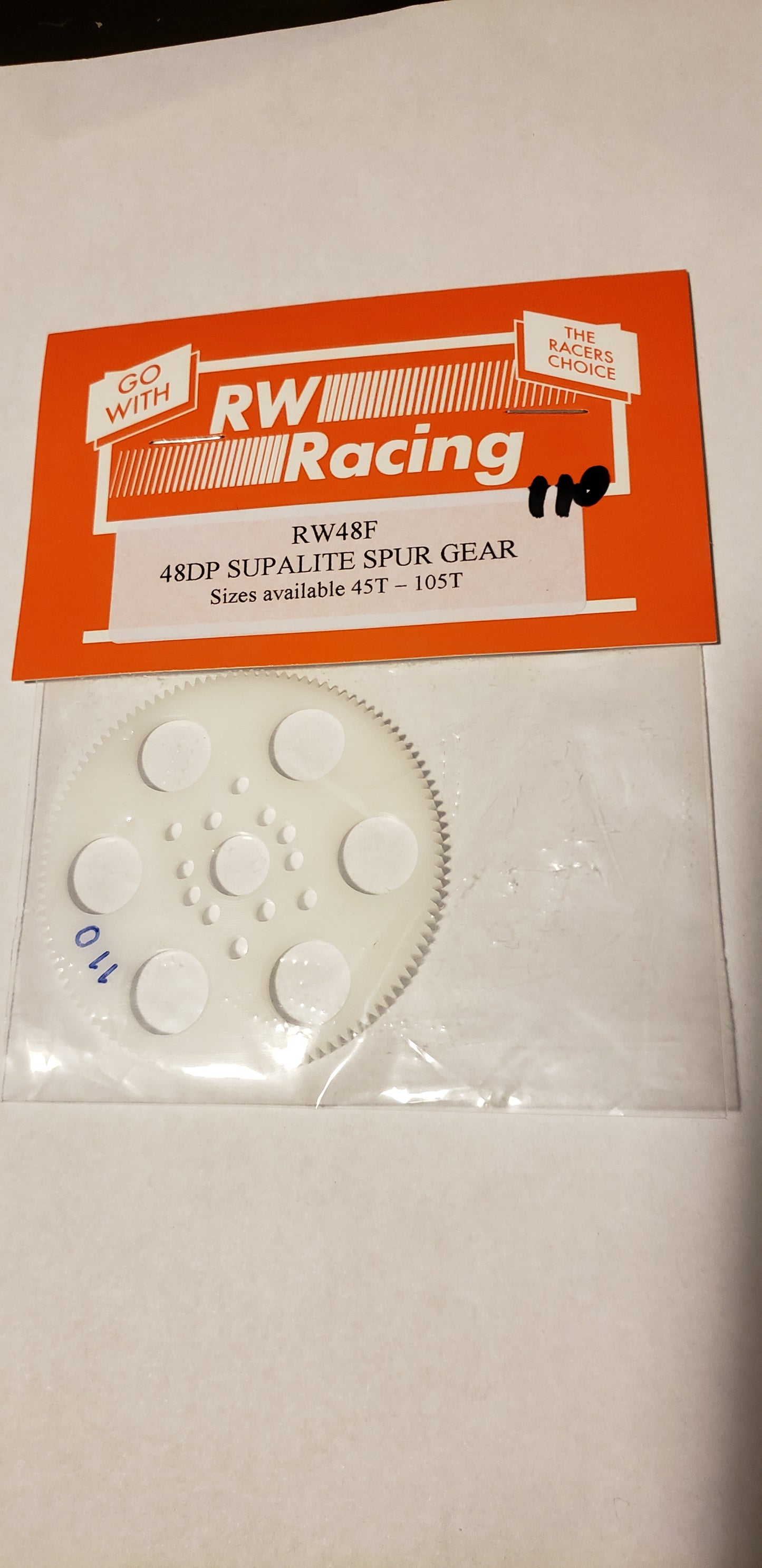 RW Racing Spur Gear 110 tooth 48 pitch for RC Drag Racing - HmsProOutletParts RC Hobbies
