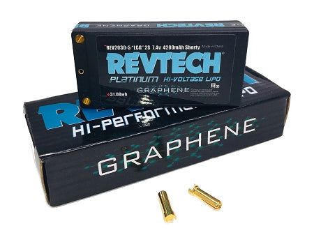 Team Trinity 2S 7.4V 4200MAH 110C LCG SHORTY "GRAPHENE" LIPO HI-VOLTAGE PACK WITH 5MM BULLETS - HmsProOutletParts RC Hobbies