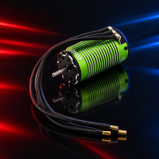 Motor Castle Creations 1515 V2 2200kV brushless sensored verde con luces de pista roja y azul