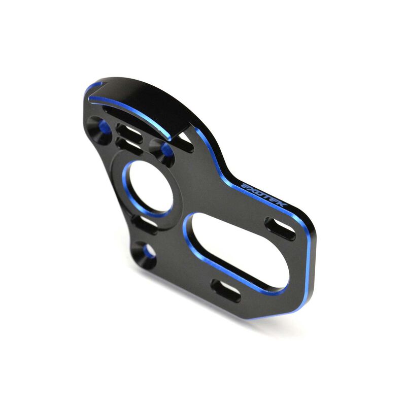 Exotek Racing 2039 B6.3 Laydown 7075 Motor Plate, Black/Blue