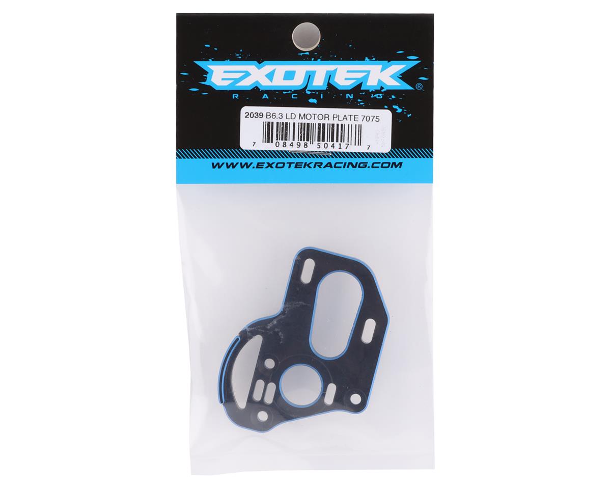 Exotek Racing 2039 B6.3 Laydown 7075 Motor Plate, Black/Blue