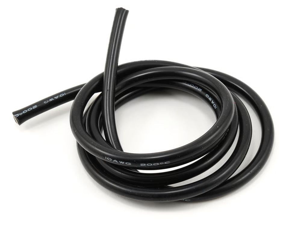 ProTek RC 10AWG Silicone Hookup Wire – Black, 1 Meter