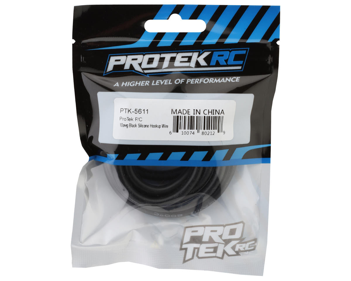 ProTek RC 10AWG Silicone Hookup Wire – Black, 1 Meter