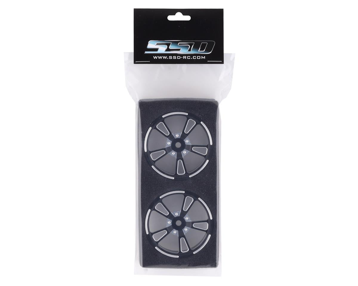 SSD RC V Spoke Aluminum Front 2.2" Drag Racing Wheels (Black) (2)