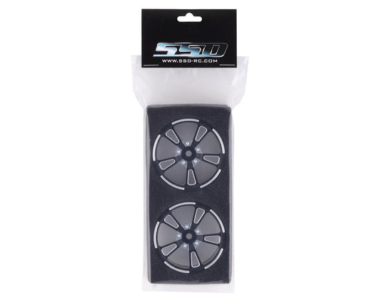 SSD RC V Spoke Aluminum Front 2.2" Drag Racing Wheels (Black) (2)