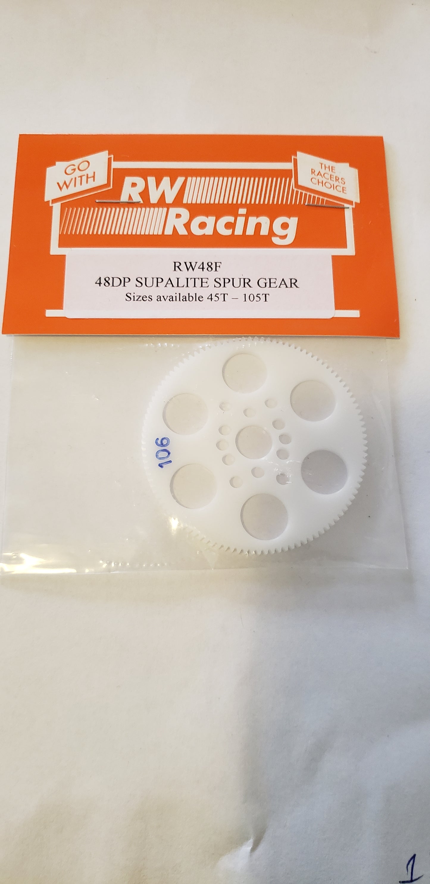 RW Racing Spur Gear 106 tooth 48 pitch for RC Drag Racing - HmsProOutletParts RC Hobbies 