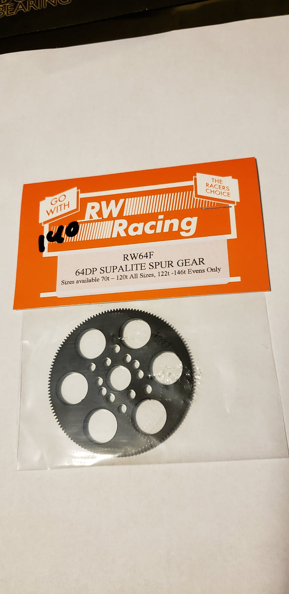 RW Racing Spur Gear 140 tooth 64 pitch for RC Drag Racing - HmsProOutletParts RC Hobbies 