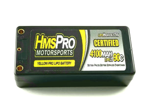 Yellow Pro Lipo 2s 4100Mah 90C batteries short Pack